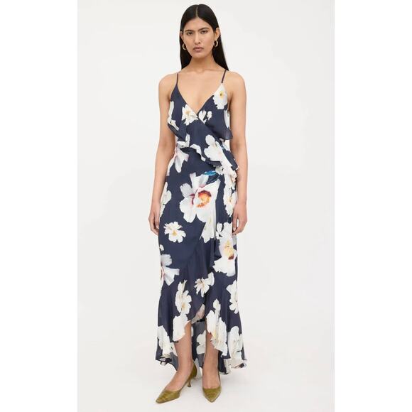 INTERMIX Dresses & Skirts - Intermix Barletta Wrap Silk Floral Ruffled Maxi Dress size S